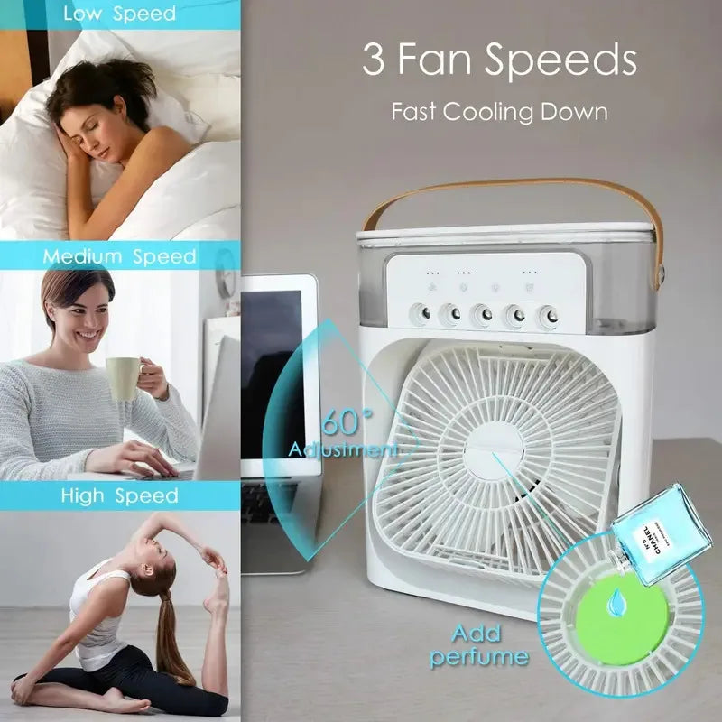 Ventilateur Brumisateur USB avec Veilleuse LED – Refroidisseur Portable Silencieux LURAK